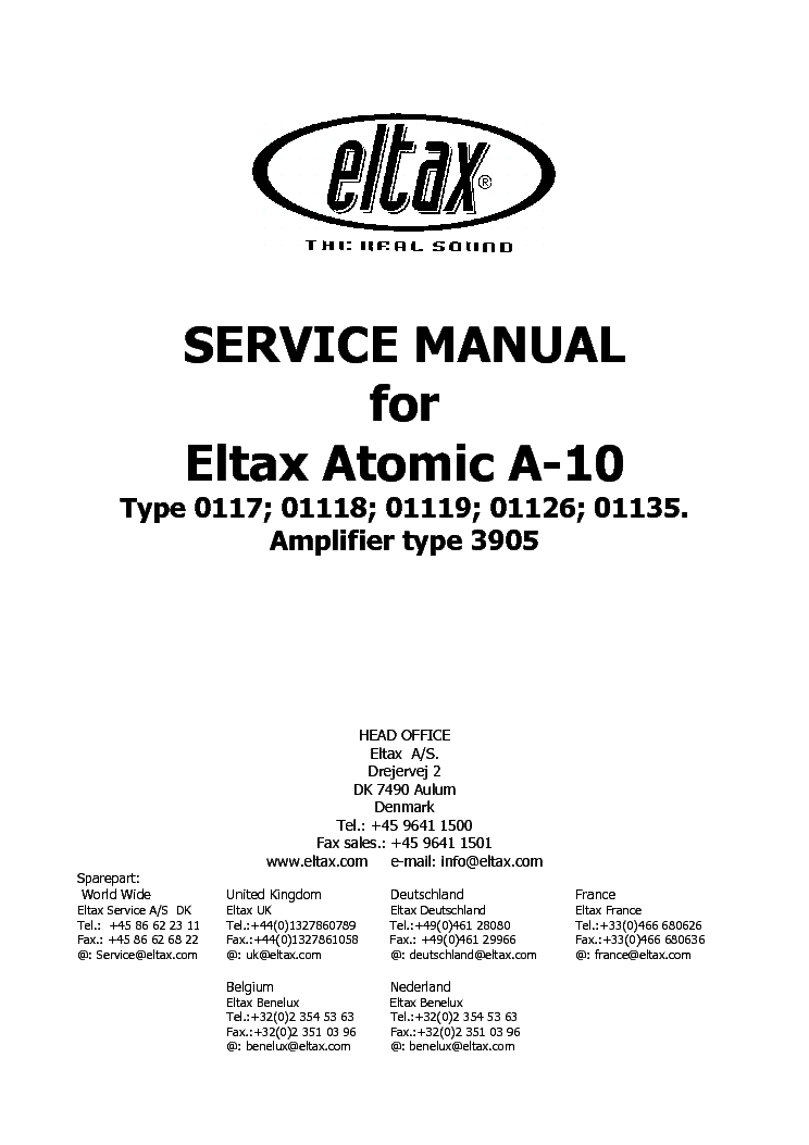 Derive Slikke Unravel ELTAX ATOMIC A-10 SUBWOOFER Service Manual download, schematics, eeprom,  repair info for electronics experts