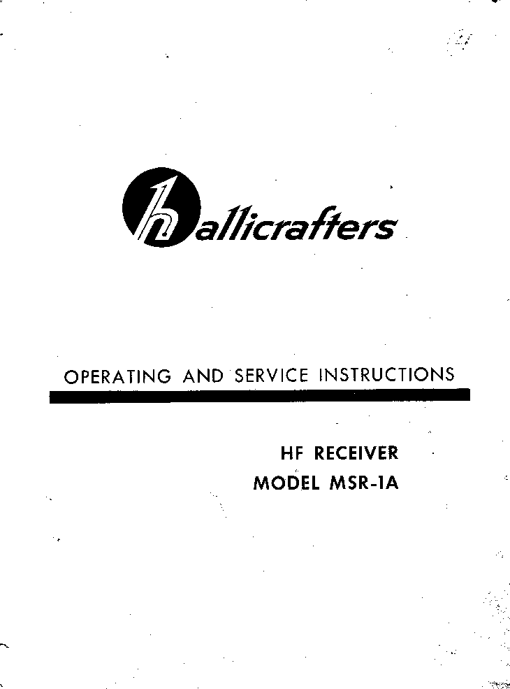 HALLICRAFTERS MSR-1A SM service manual