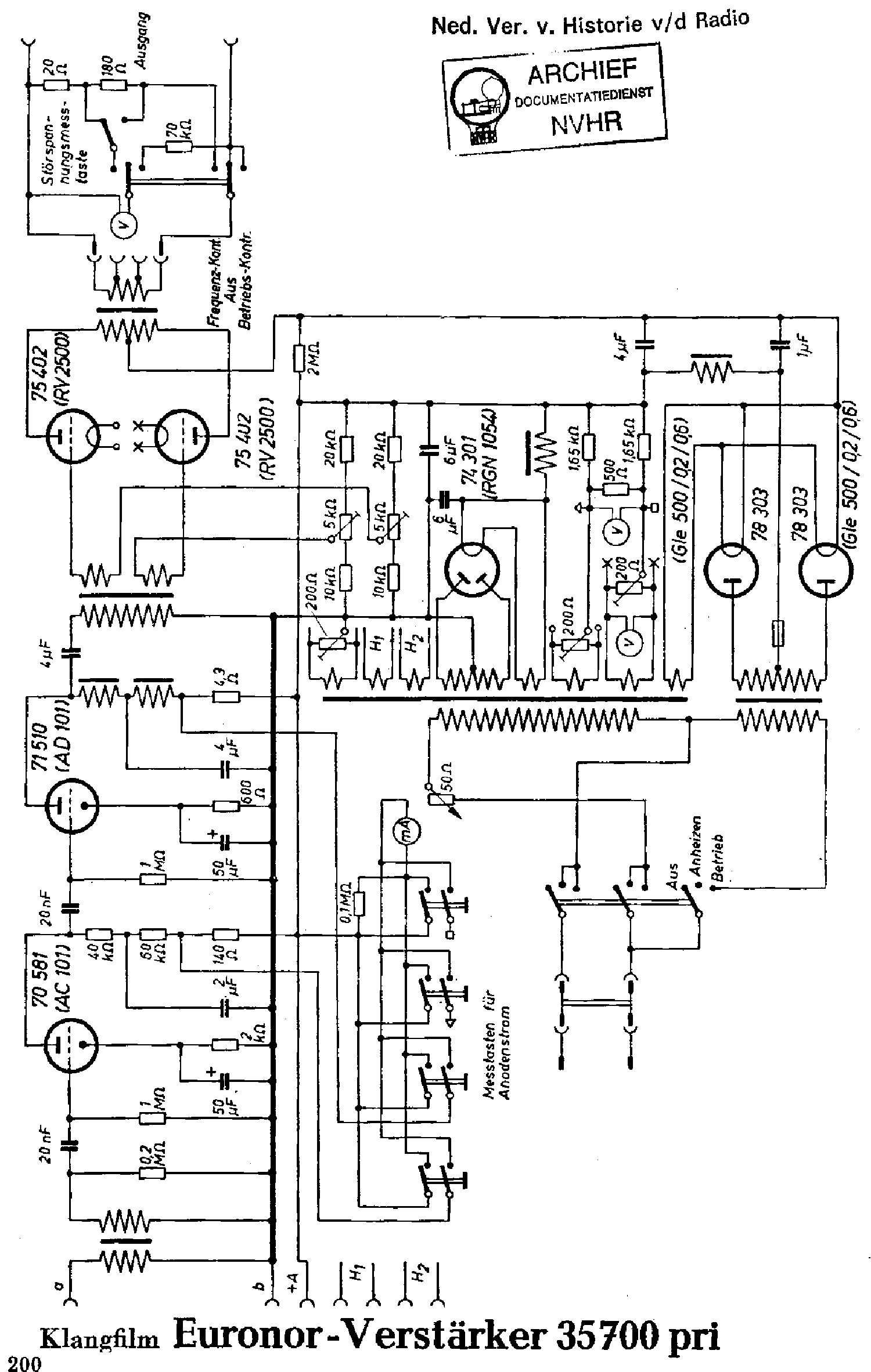 KLANGFILM 35700 EURONOR AMPLIFIER SCH service manual