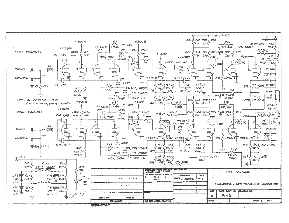 MFA LUMINESCENCE A-2 SCHEMATICS AMPLIFIER Service Manual Download ...