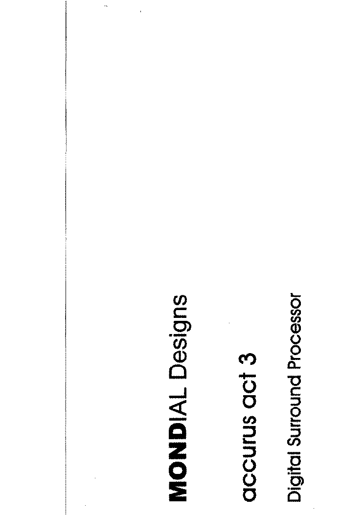 MONDIAL DESIGNS ACCURUS ACT-3 DIGITAL SURROUND PROCESSOR 1997 SCH service manual (1st page)