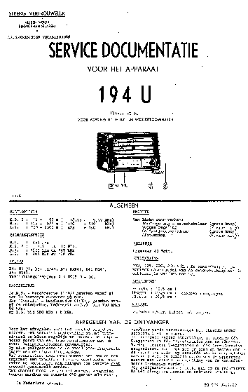 SIERA ARISTONA 194U 194-U20 AC-DC RADIO 1948 SM Service Manual download,  schematics, eeprom, repair info for electronics experts