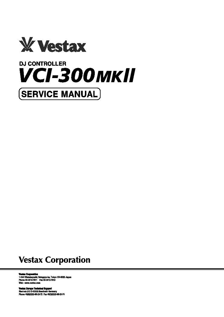 VESTAX VCI-300MK2 DJ-CONTROLLER Service Manual download
