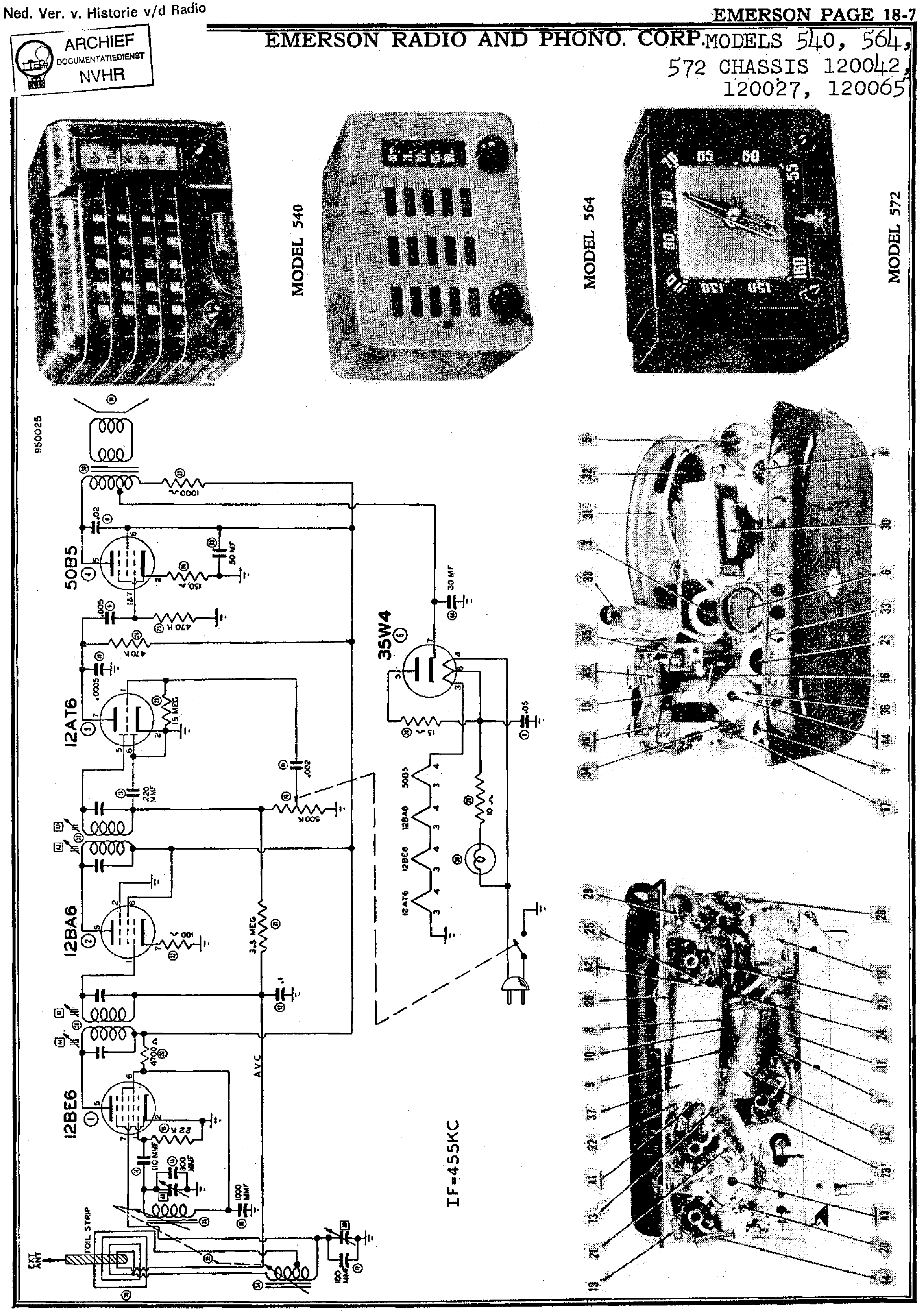 EMERSON 540 564 572 CH. 120042 120027 120065 RECEIVER SM service manual