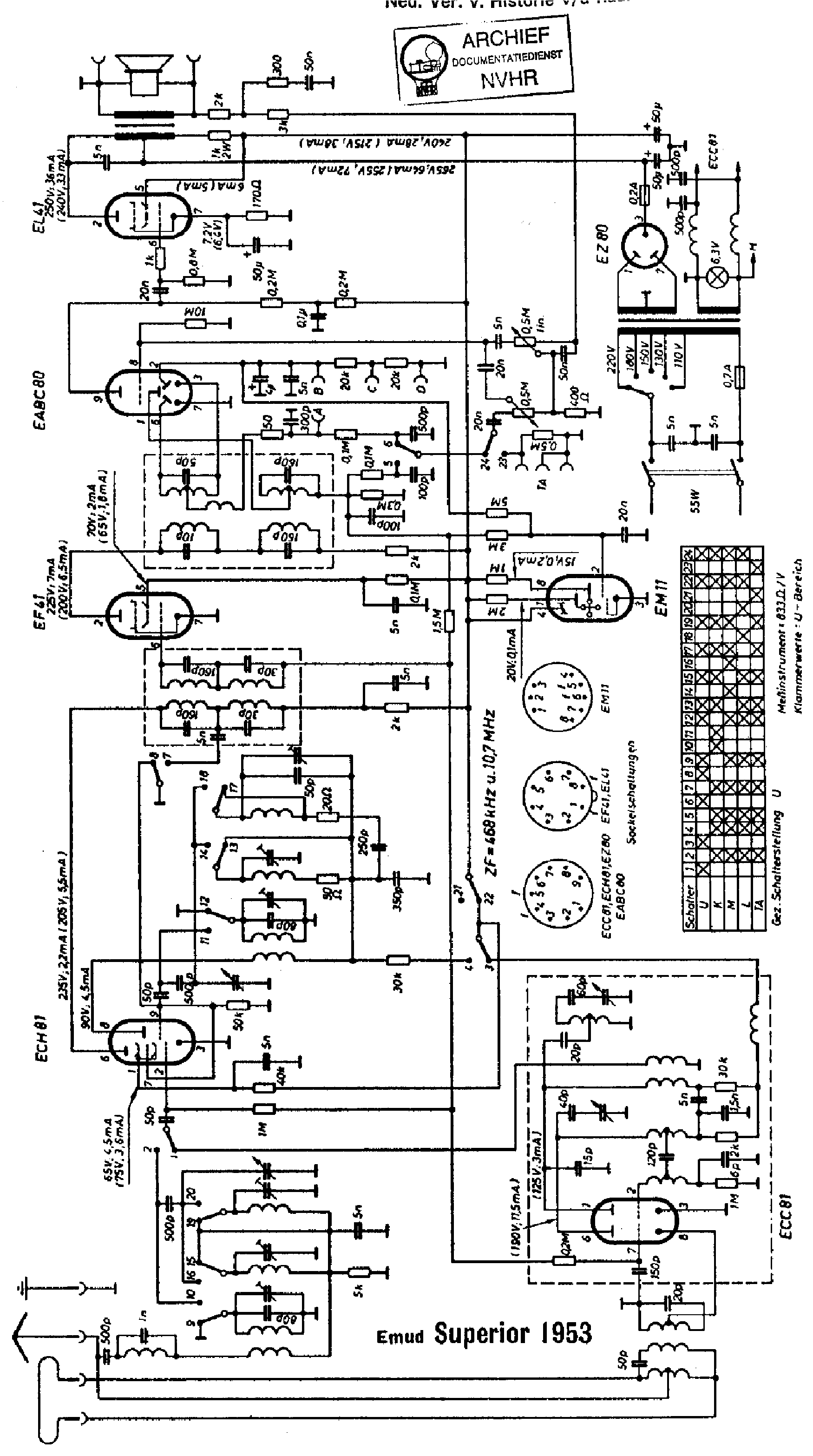 EMUD SUPERIOR W53 AM-FM RECEIVER SCH service manual