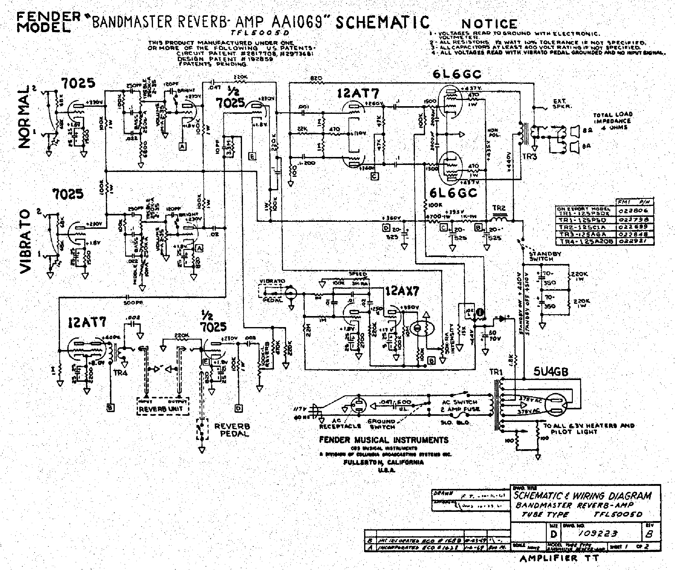 FENDER BANDMASTER-REVERB-AA1069 Service Manual download ... fender bassman ten wiring schematic 