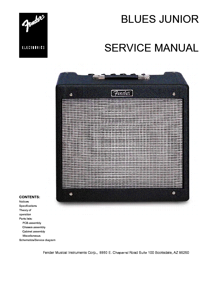 FENDER BLUES JUNIOR Service Manual download, schematics, eeprom, repair