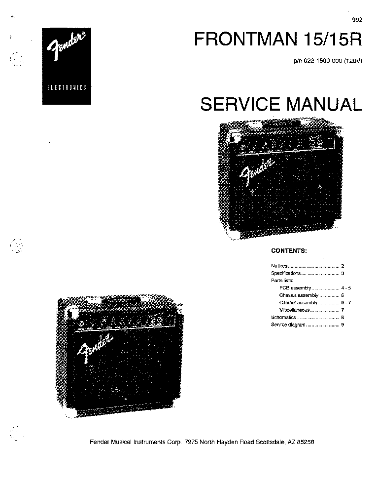 FENDER FRONTMAN 15R MANUAL PDF