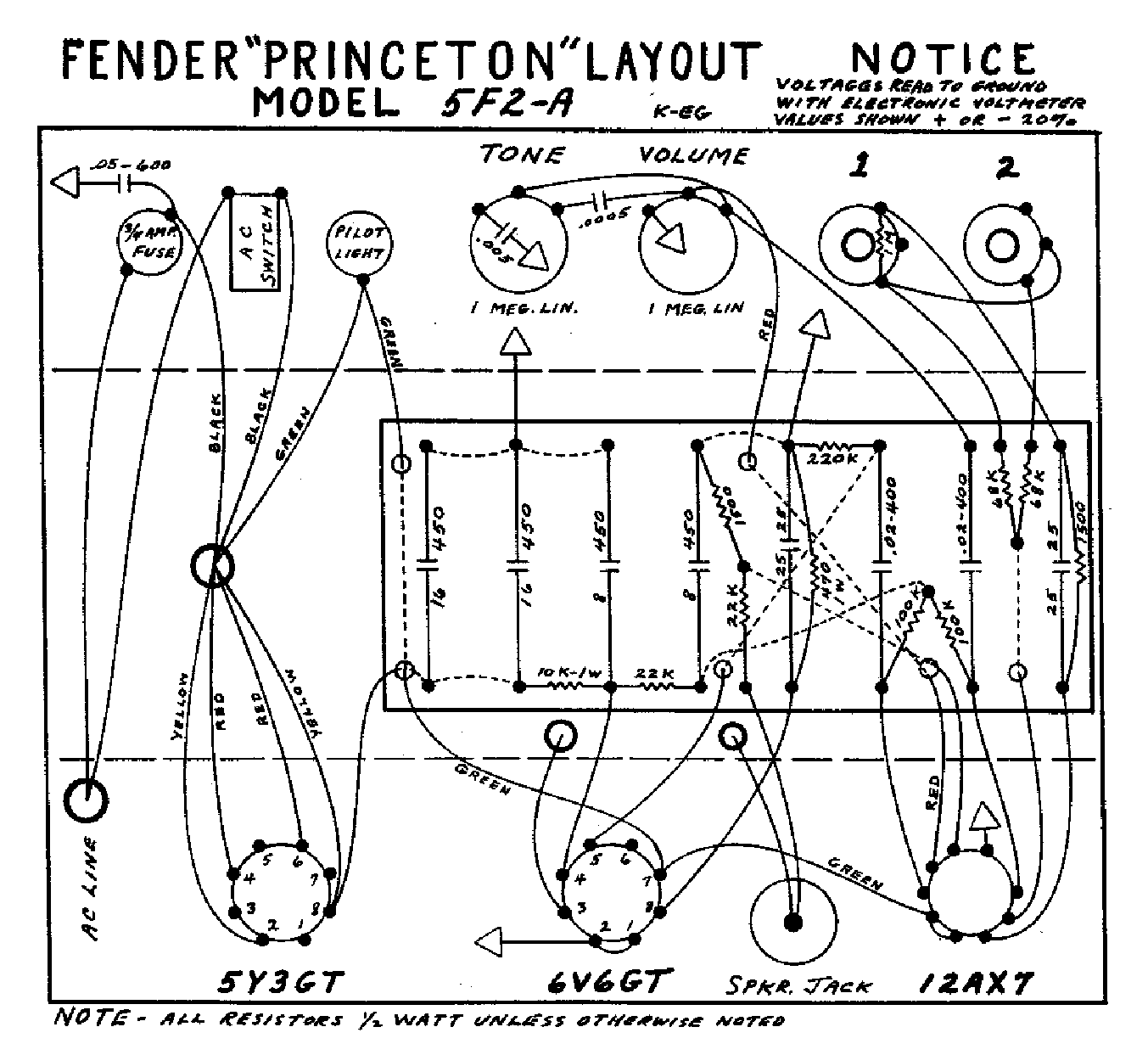 FENDER PRINCETON-5F2A-LAYOUT Service Manual download ... fender bassman wiring diagram 
