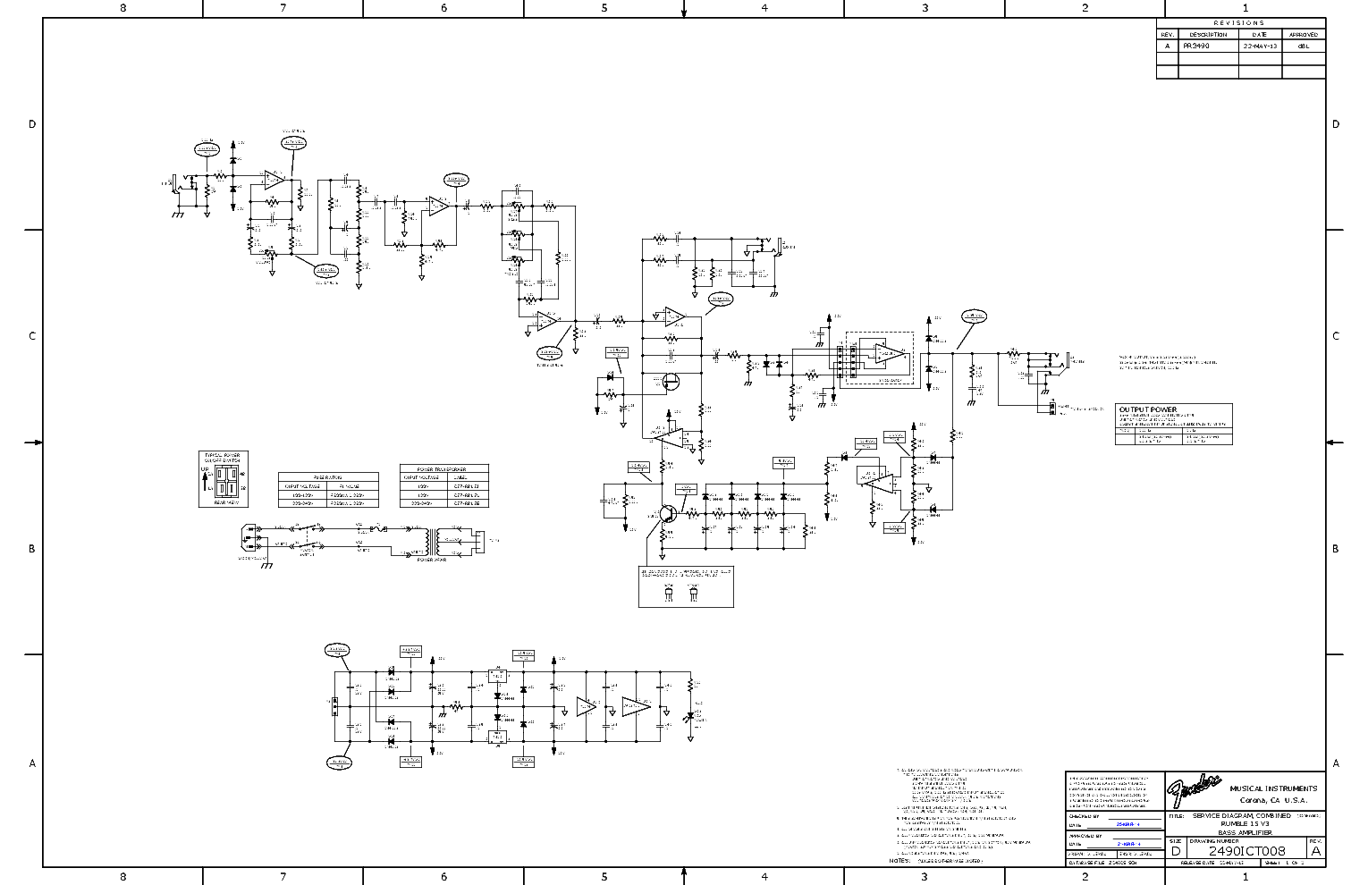 FENDER RUMBLE 15 V3 SCHEMATIC service manual