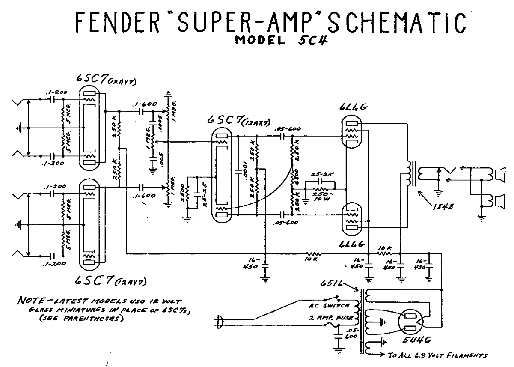 FENDER SUPER-AMP-5C4 service manual (1st page)