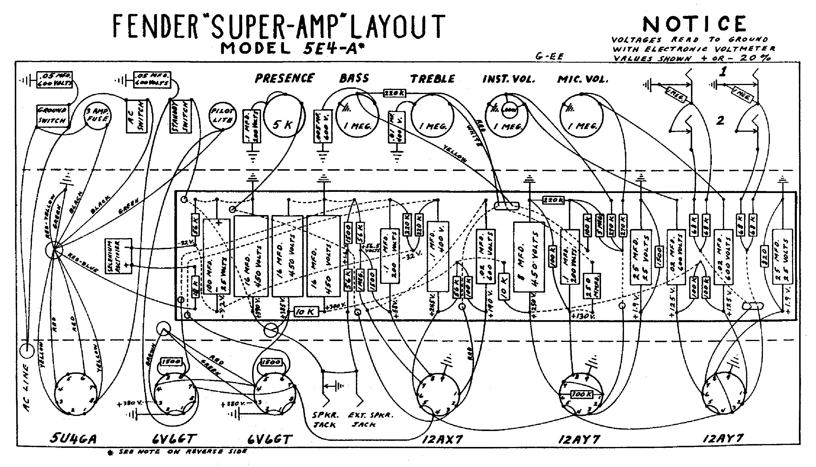 FENDER SUPER-AMP-5E4A-LAYOUT service manual (1st page)