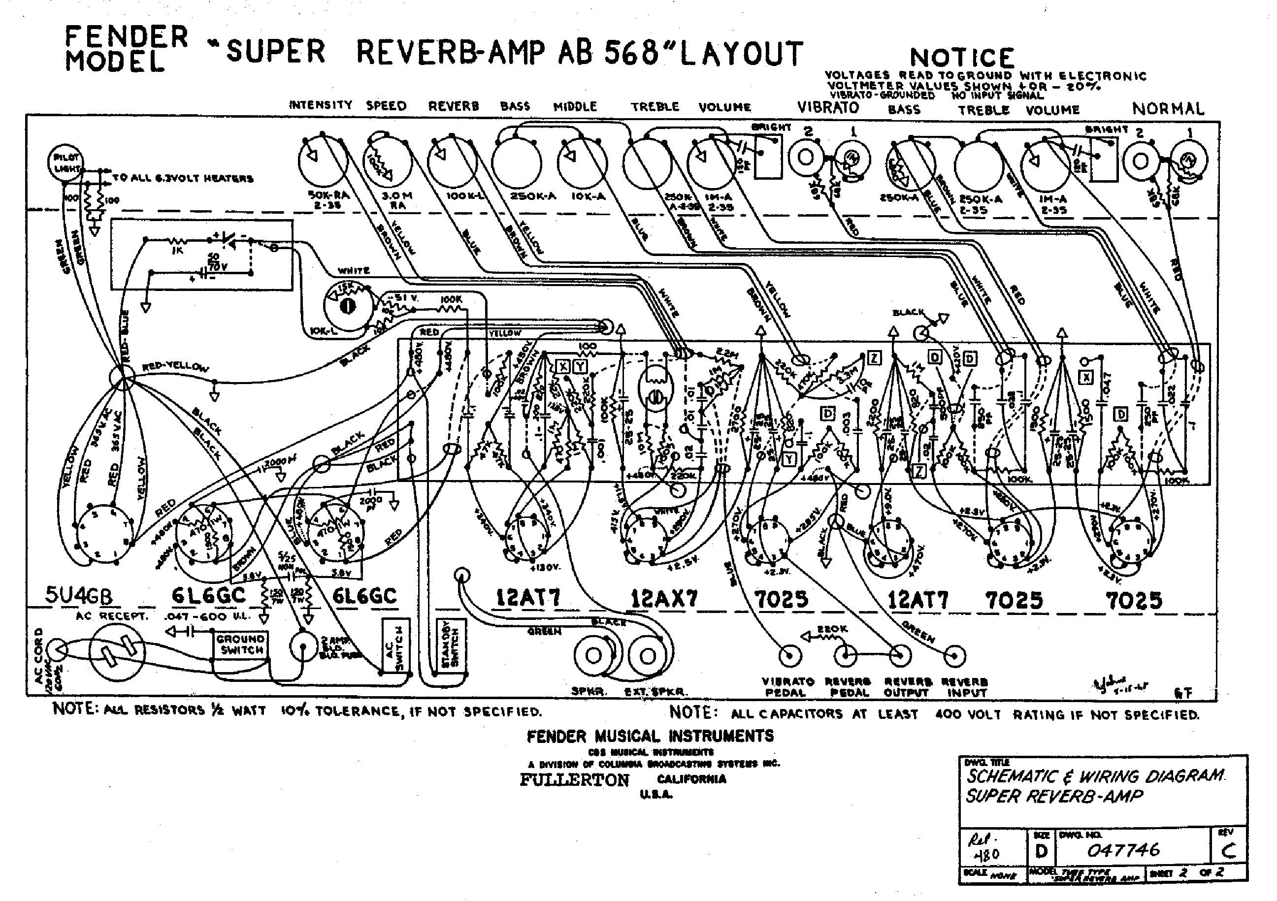 Схема fender deluxe reverb