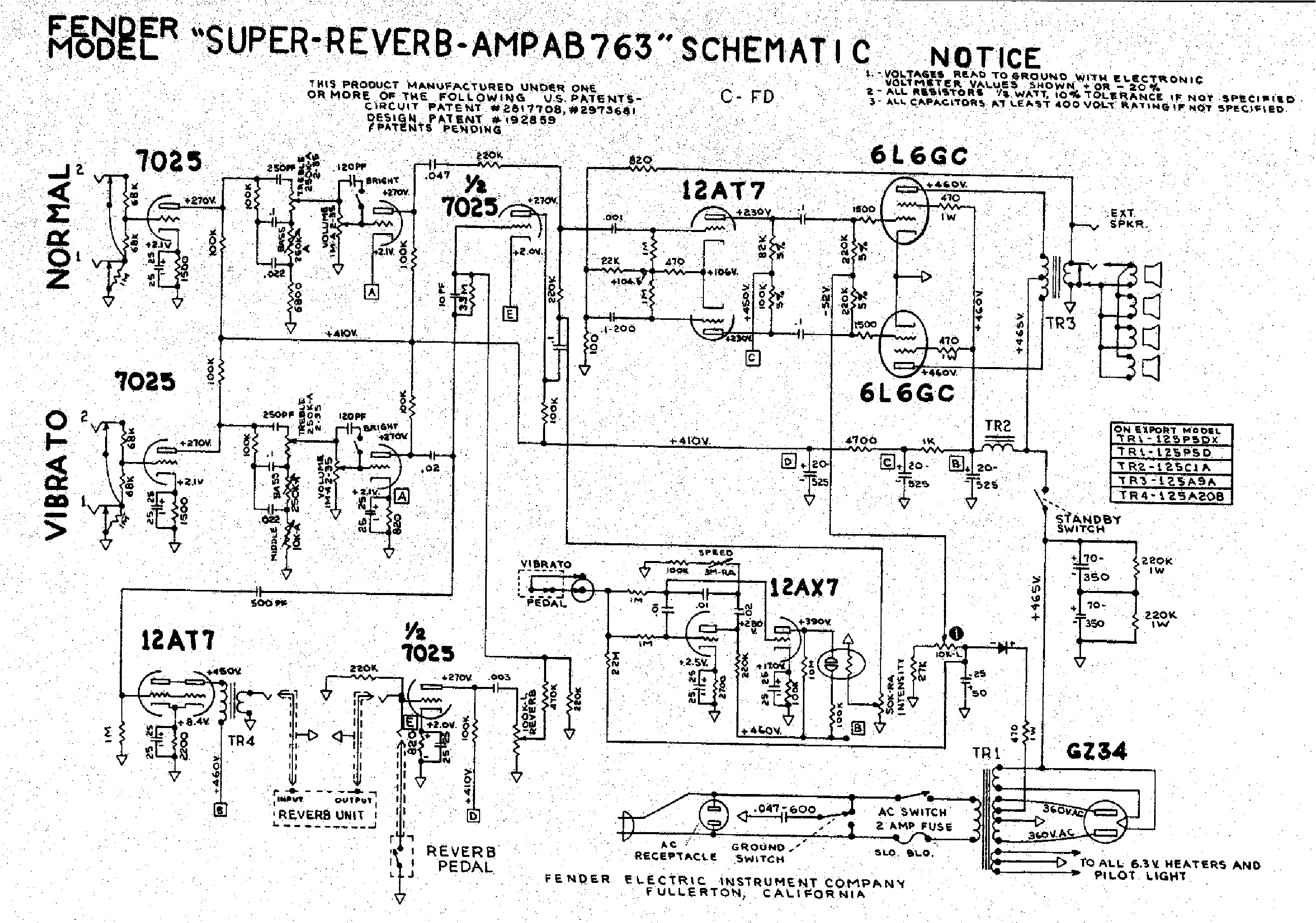 FENDER SUPER-REVERB-AB763 Service Manual download ... fender bassman ten wiring schematic 