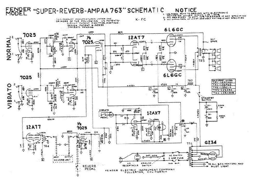 FENDER SUPER REVERB AA763 SCH service manual (1st page)