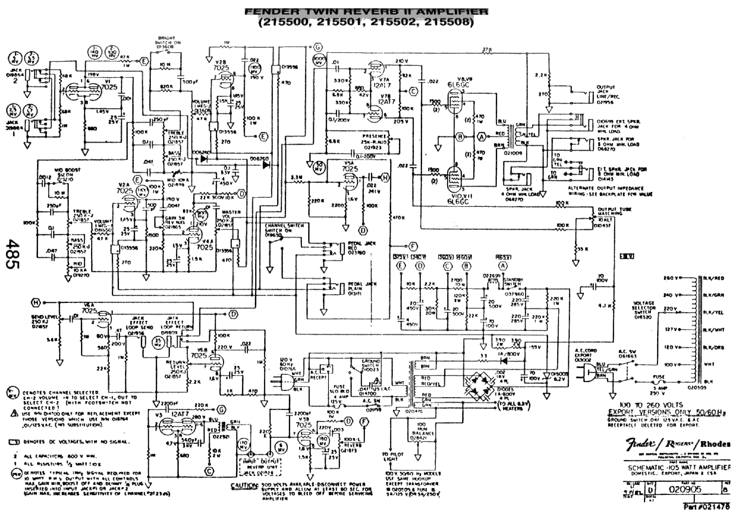 Схема fender deluxe reverb