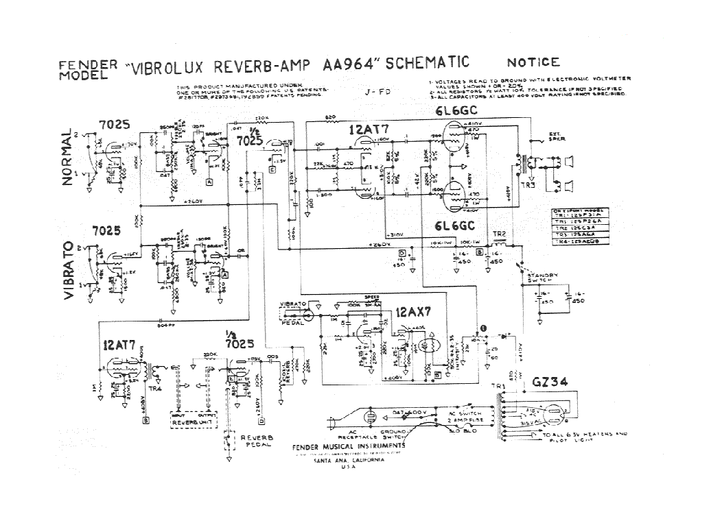 1964 Reverb Deluxe Fender Amp Wiring Diagram - Artus