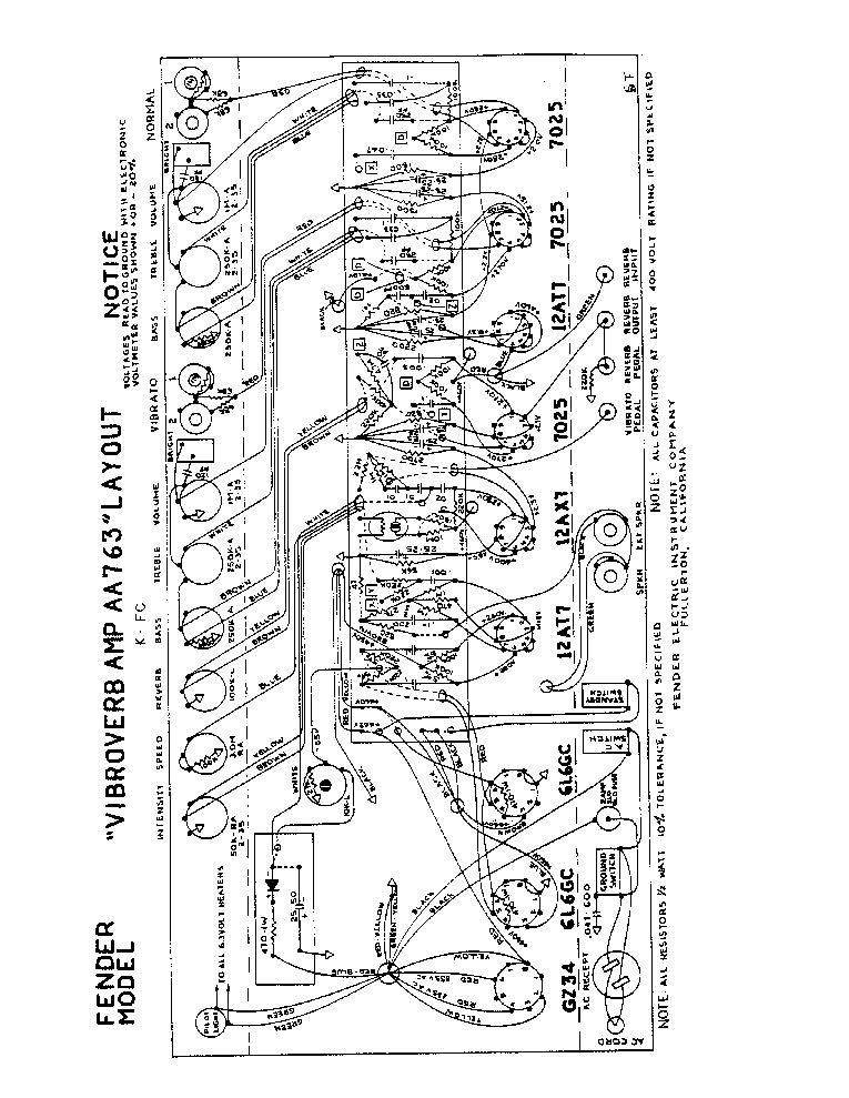 FENDER VIBROVERB AMP AA763 SCH service manual