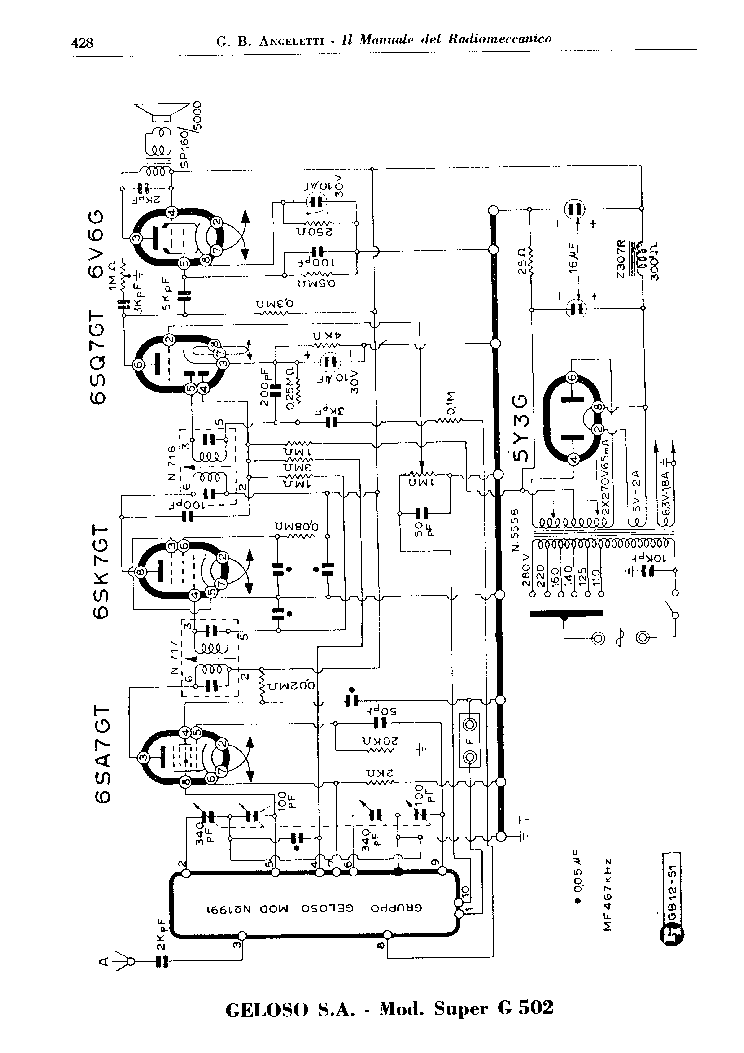GELOSO 502 SUPER RECEIVER AND 1991 TUNER 1951 SCH service manual