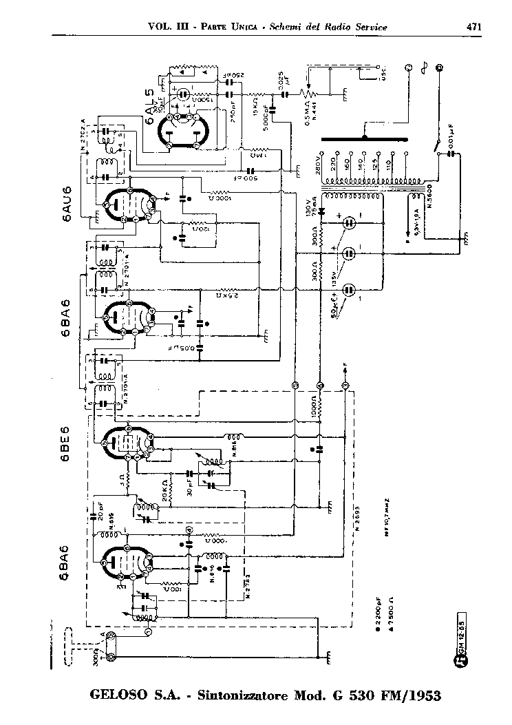 GELOSO 530 FM RECEIVER 1953 SCH Service Manual download, schematics ...