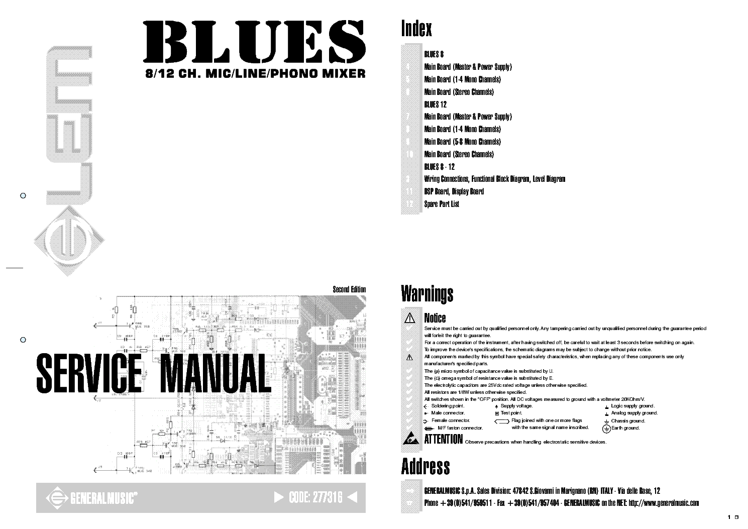 GENERALMUSIC BLUES 8-12CH SM service manual