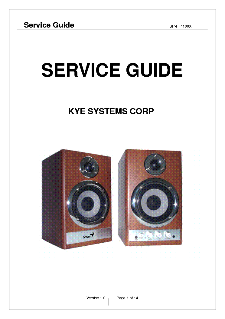 GENIUS SP-HF1100X service manual (1st page)