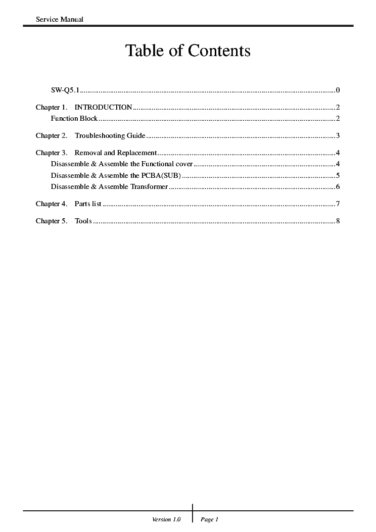 GENIUS SW-Q5.1 VER1.0 service manual (2nd page)