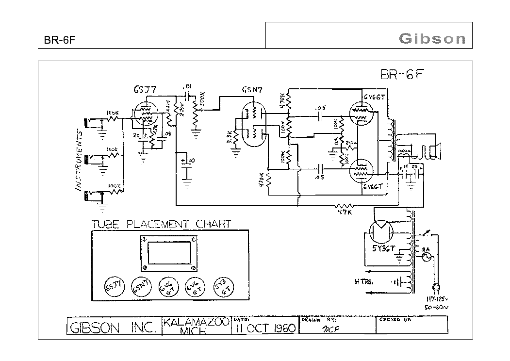 GIBSON BR-6F SCHEMATIC Service Manual download, schematics ... gibson epiphone b guitar wiring diagram 