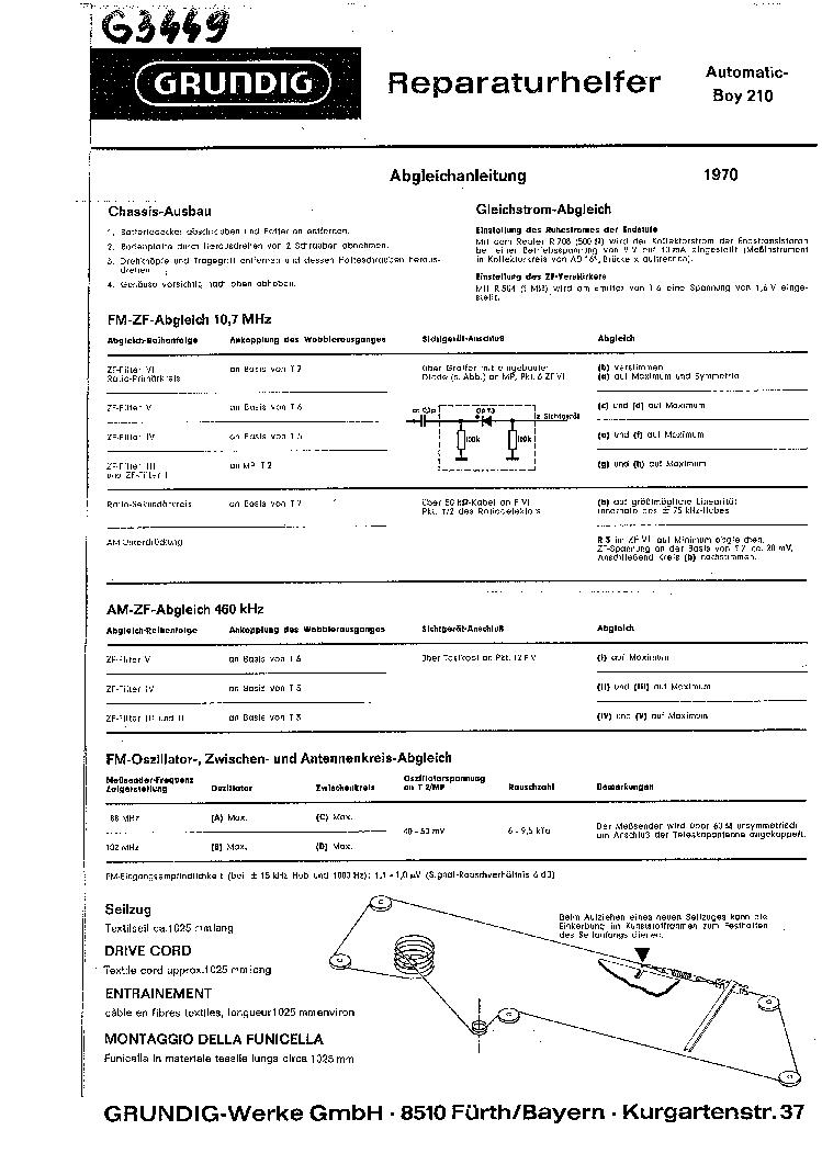 GRUNDIG AUTOMATIC BOY 210 service manual