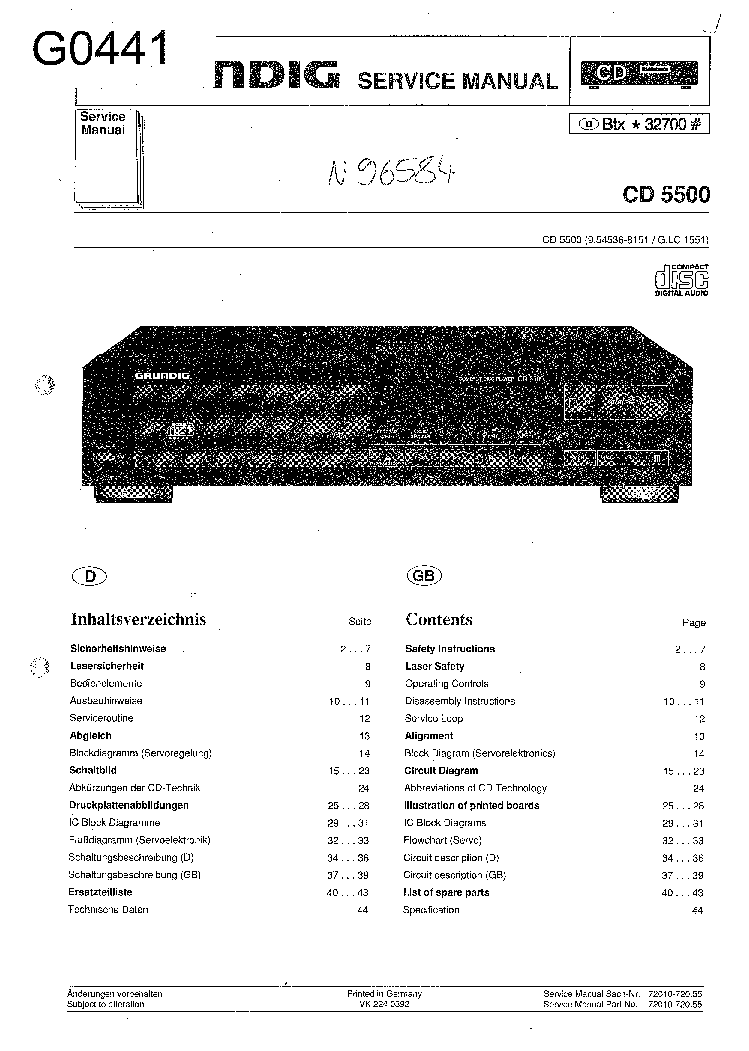 GRUNDIG CD5500 SCH service manual