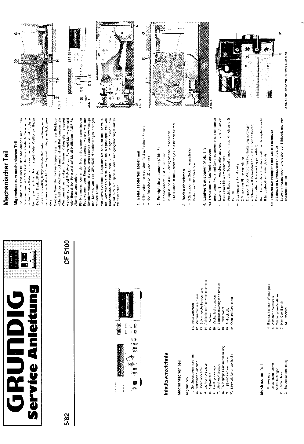 Original Service Manual Service Anleitung Grundig CF 5100 