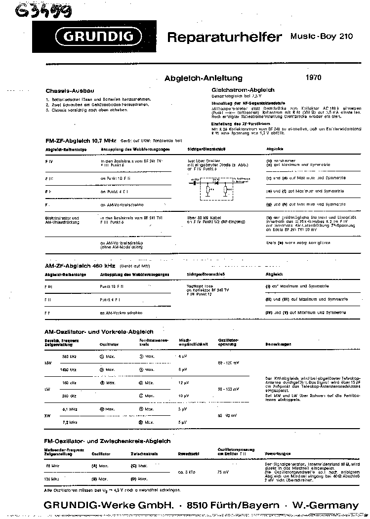 GRUNDIG MUSIC-BOY 210 service manual