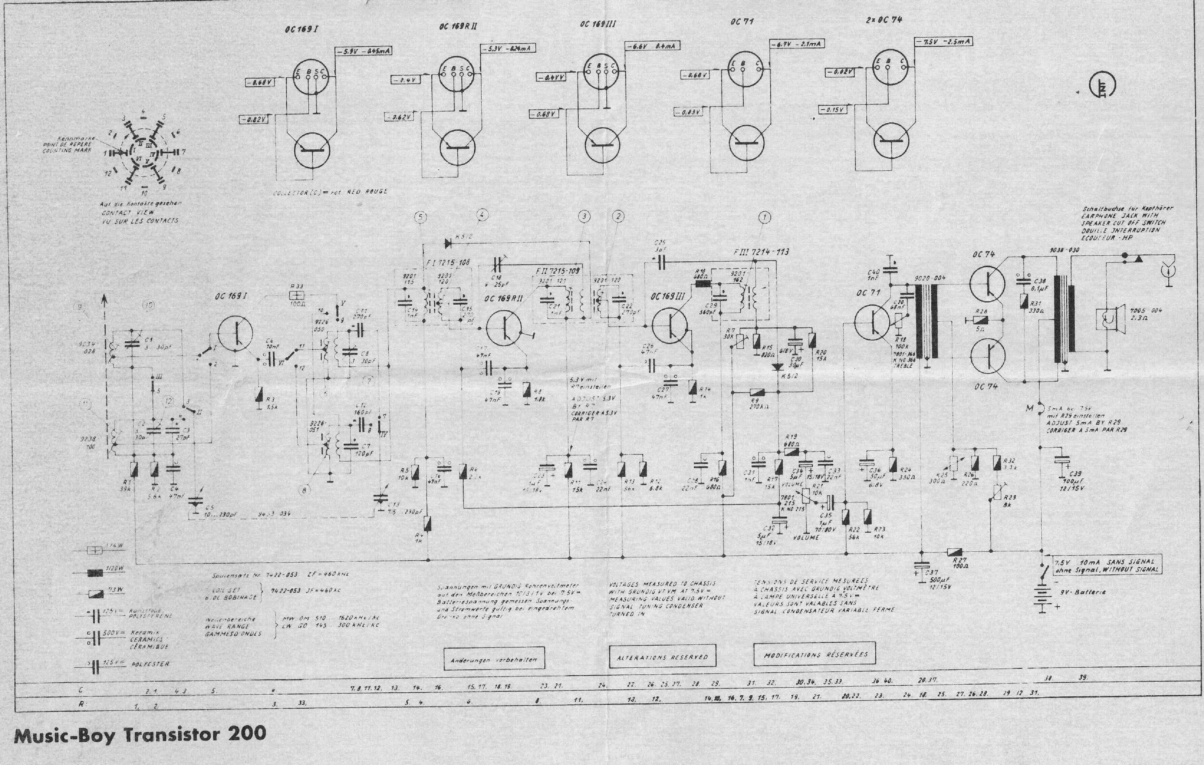 GRUNDIG MUSIC-TRANSISTOR-BOY 200 RADIO SCH service manual