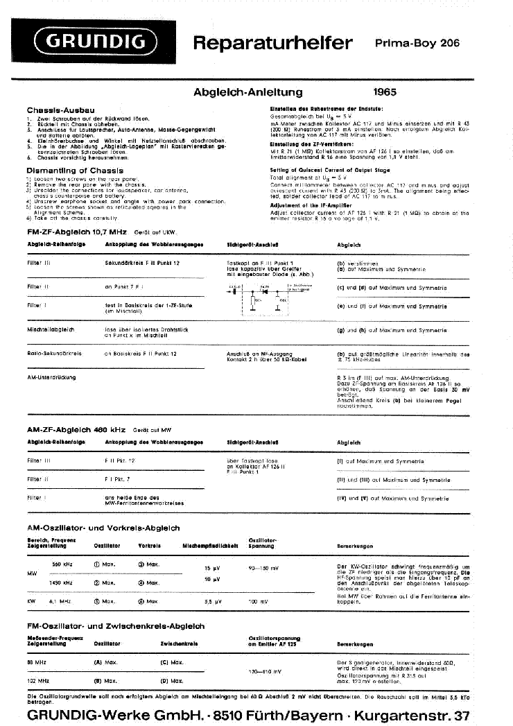 GRUNDIG PRIMA-BOY-206 SM service manual