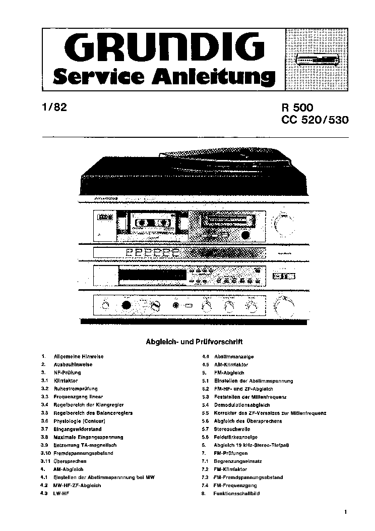 RTV 500 Service Manual-Anleitung für Grundig RC 400 