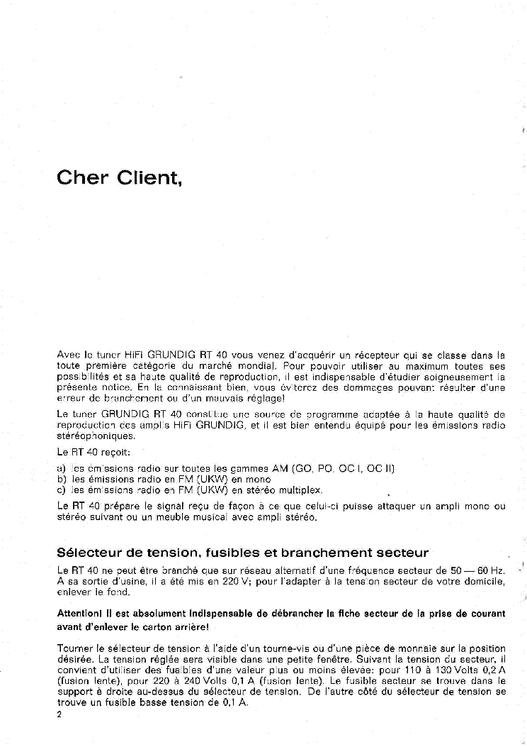 Service Manual-Anleitung für Grundig RT 40 