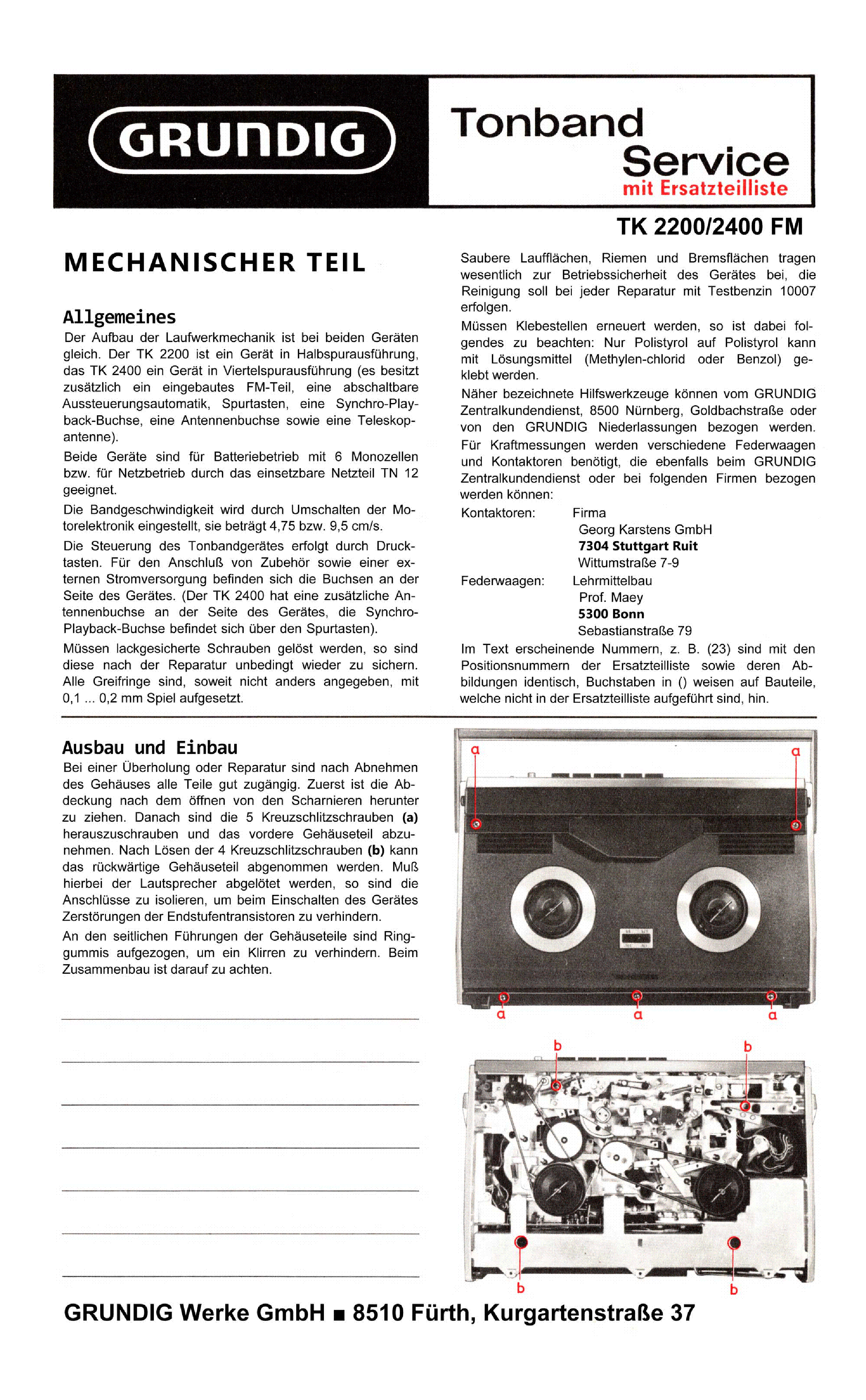 Service Manual-Anleitung für Grundig TK 819,TM 819 