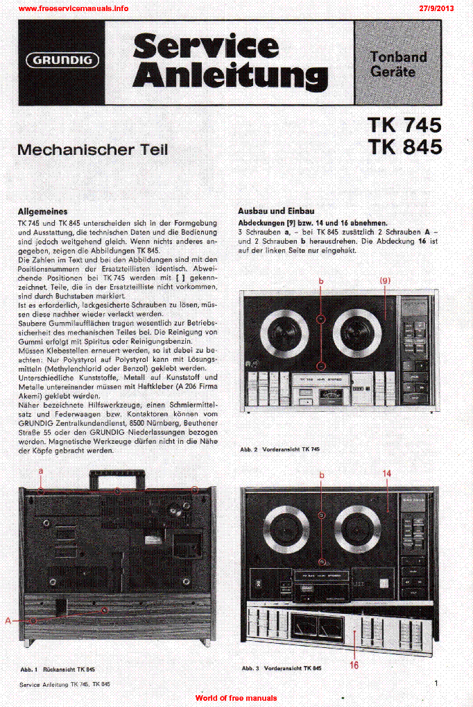 GRUNDIG TK745 TK845 service manual (1st page)