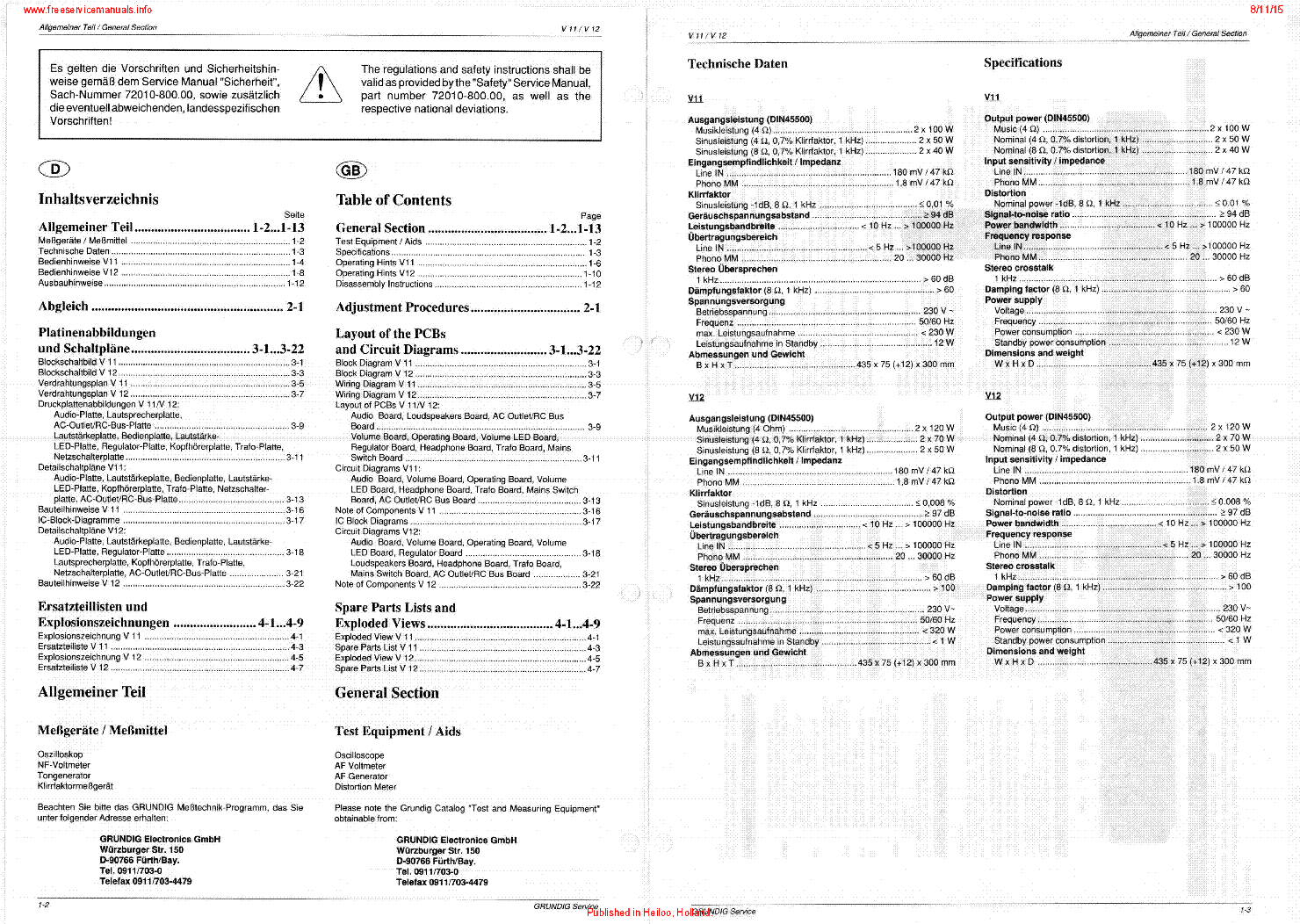 GRUNDIG V11 V12 ORIG SM service manual (2nd page)