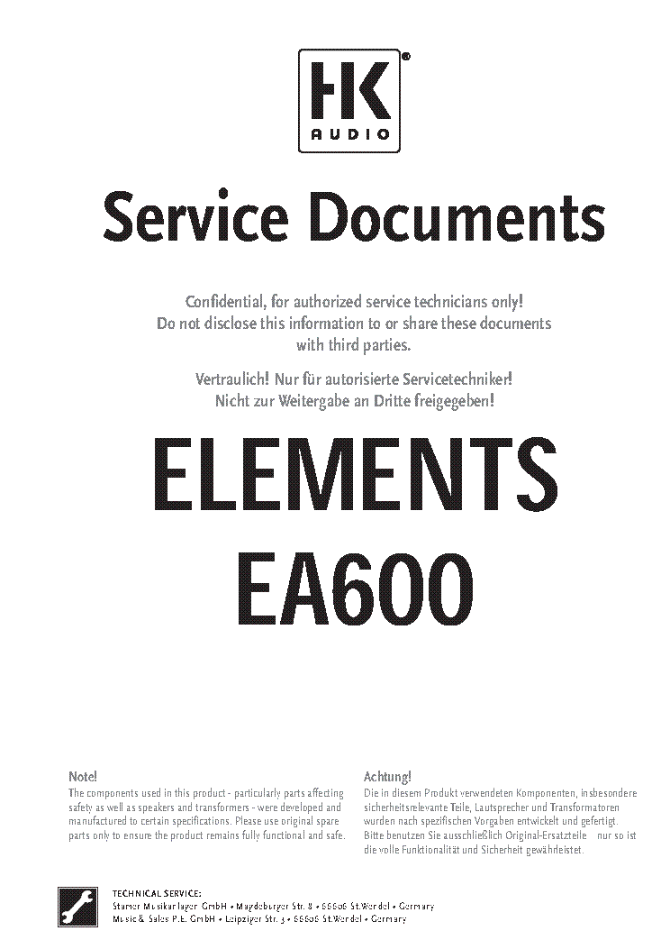 HK ELEMENTS EA600 HK2109 SM service manual