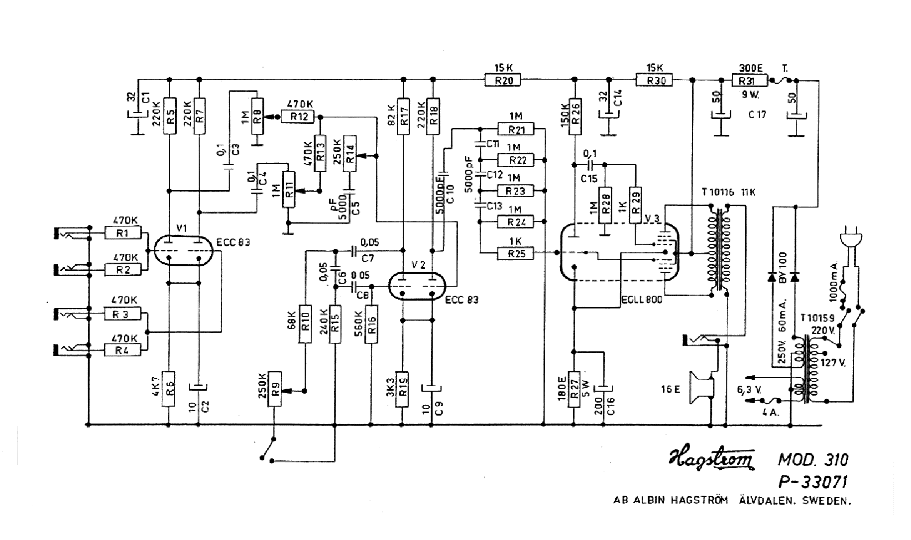 HAGSTROM 310 SCH Service Manual download, schematics, eeprom, repair ...