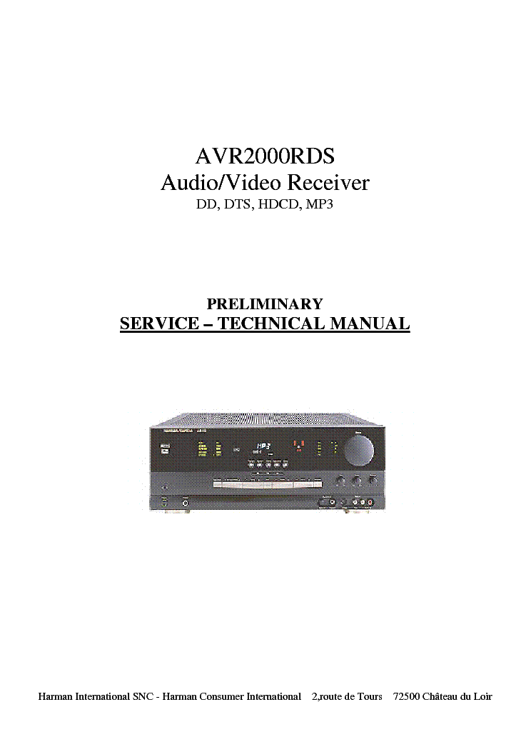 HARMAN-KARDON AVR2000RDS SM service manual (1st page)