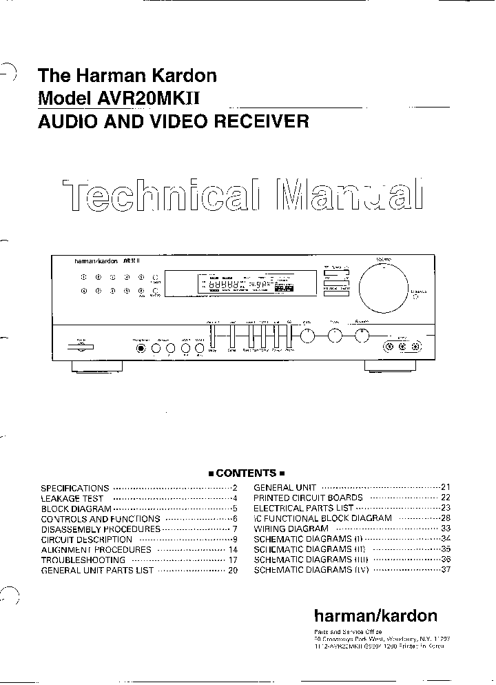 HARMAN-KARDON AVR20MK2 SM 1 service manual (1st page)