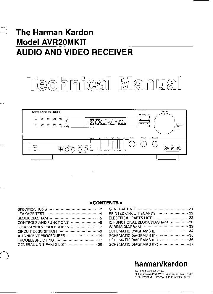 HARMAN-KARDON AVR20MK2 SM 2 service manual (1st page)