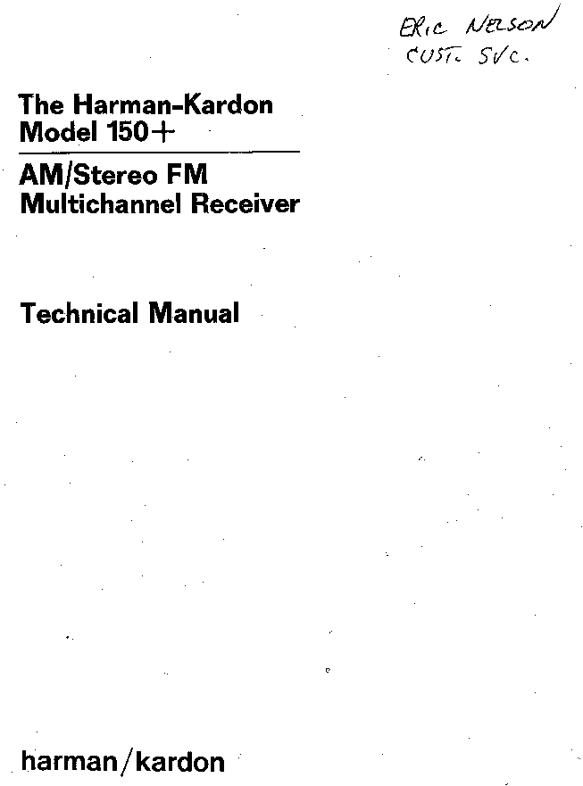 HARMAN-KARDON MODEL-150 SM service manual (1st page)