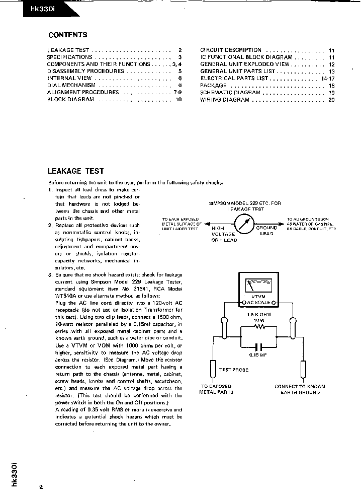 THE HARMAN KARDON HK330I service manual (2nd page)