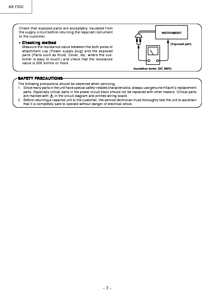 HITACHI AX-F300 service manual (2nd page)