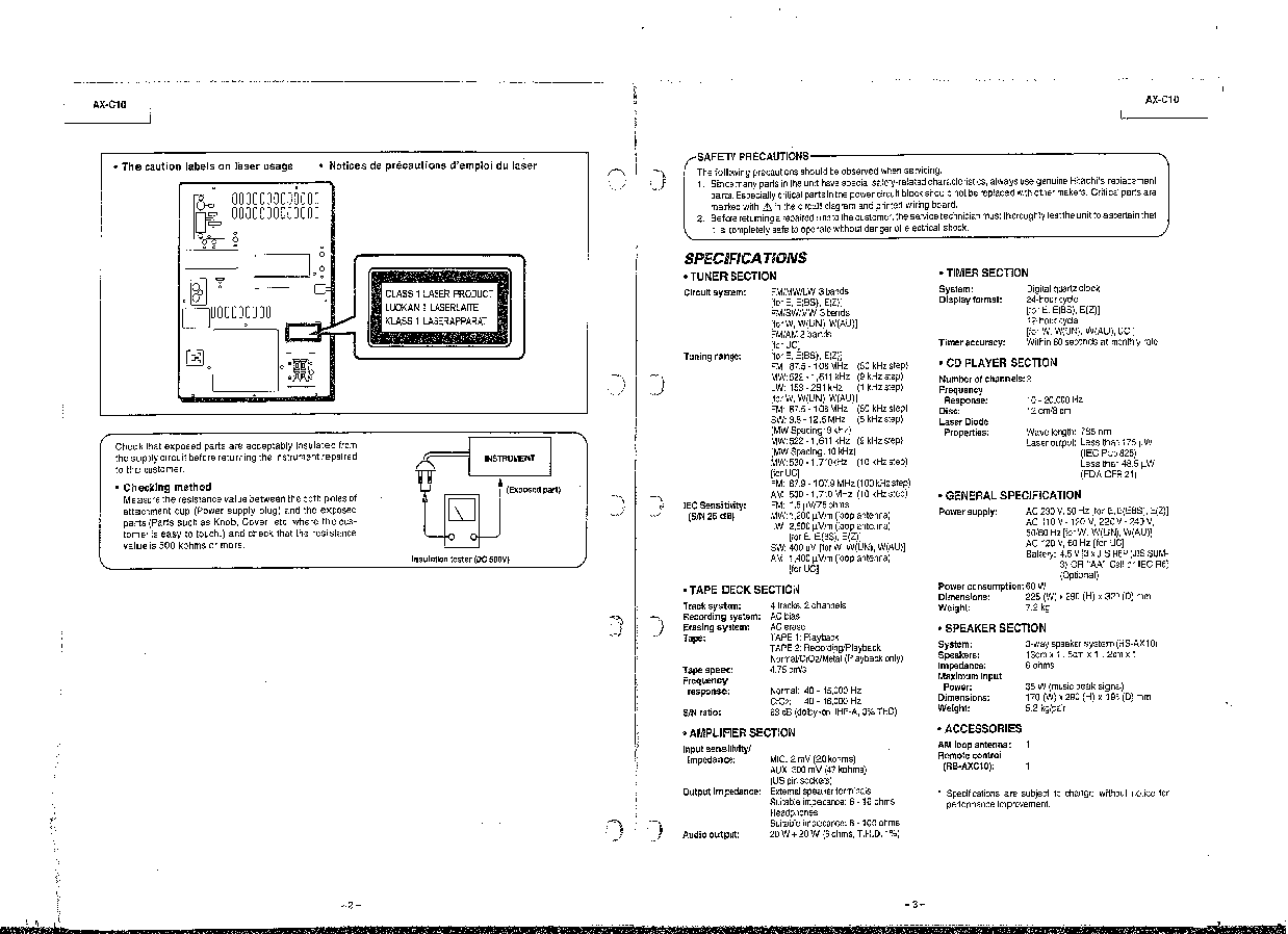 HITACHI AXC10 service manual (2nd page)