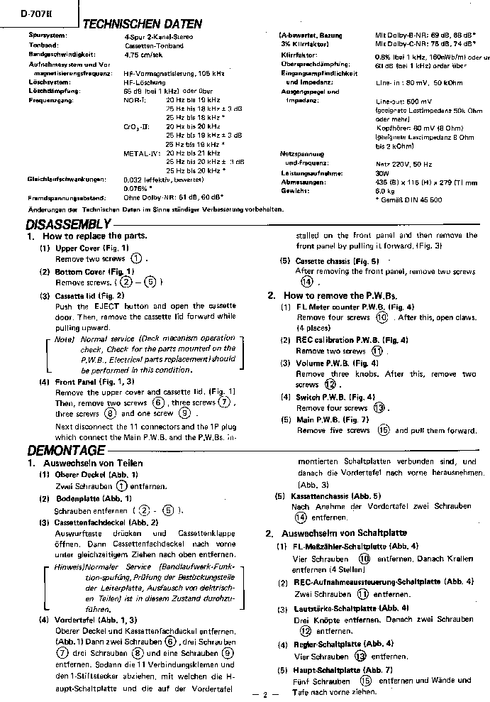 HITACHI D-707-II service manual (2nd page)