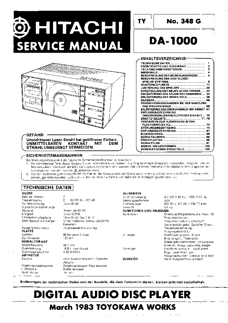 HITACHI DA-1000- service manual (1st page)